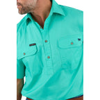 Ringers Western Mens Pack Saddle S/S Half Button Work Shirt (118110003) Mint