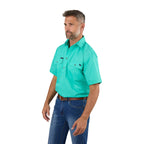 Ringers Western Mens Pack Saddle S/S Half Button Work Shirt (118110003) Mint
