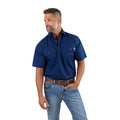 Ringers Western Mens Pack Saddle S/S Half Button Work Shirt (118110003) Navy
