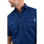 Ringers Western Mens Pack Saddle S/S Half Button Work Shirt (118110003) Navy