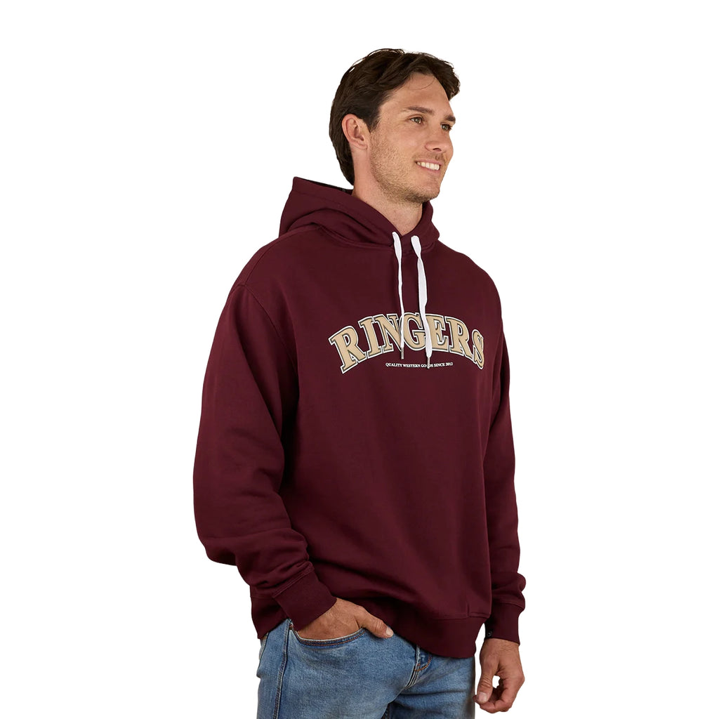 Ringers Western Mens Princeton Hoodie (123059RW) Washed Cabernet 3-4