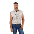Ringers Western Mens Rob Roy Sleeveless Full Button Work Shirt (118110001) Beige