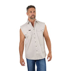 Ringers Western Mens Rob Roy Sleeveless Full Button Work Shirt (118110001) Beige