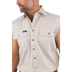 Ringers Western Mens Rob Roy Sleeveless Full Button Work Shirt (118110001) Beige