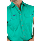 Ringers Western Mens Rob Roy Sleeveless Full Button Work Shirt (118110001) Green