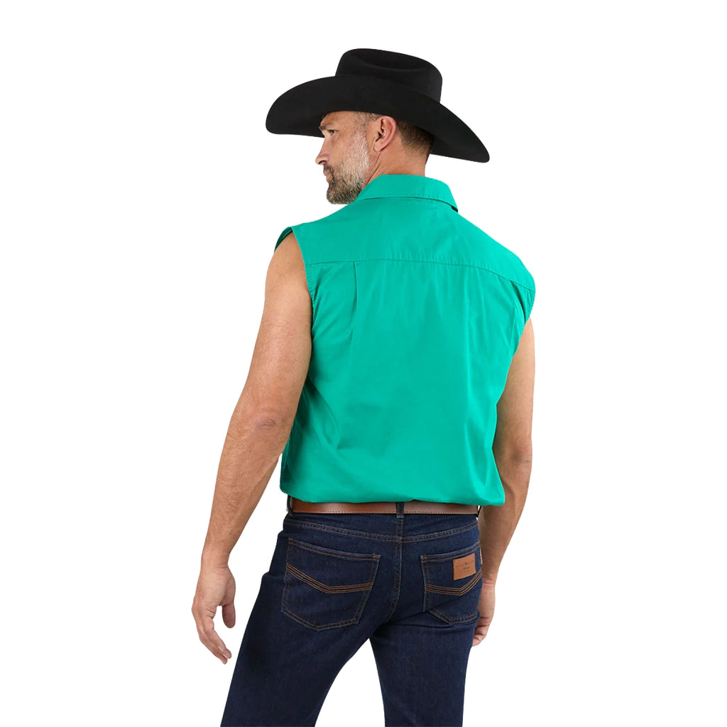 Ringers Western Mens Rob Roy Sleeveless Full Button Work Shirt (118110001) Green
