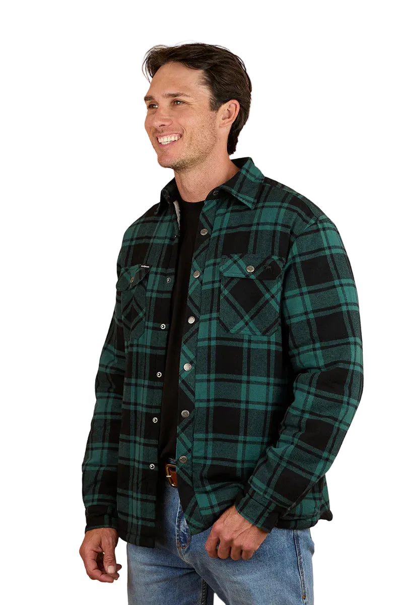 Ringers Western Mens Sawyer L/S Sherpa Flannel Shirt (123038RW) Pine/Charcoal