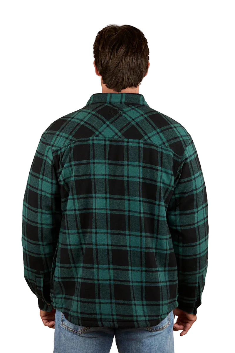 Ringers Western Mens Sawyer L/S Sherpa Flannel Shirt (123038RW) Pine/Charcoal