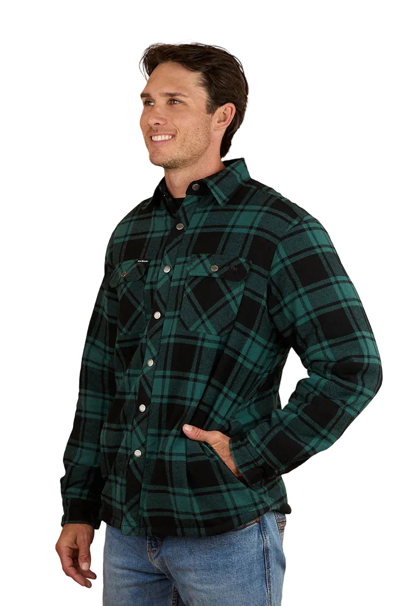 Ringers Western Mens Sawyer L/S Sherpa Flannel Shirt (123038RW) Pine/Charcoal
