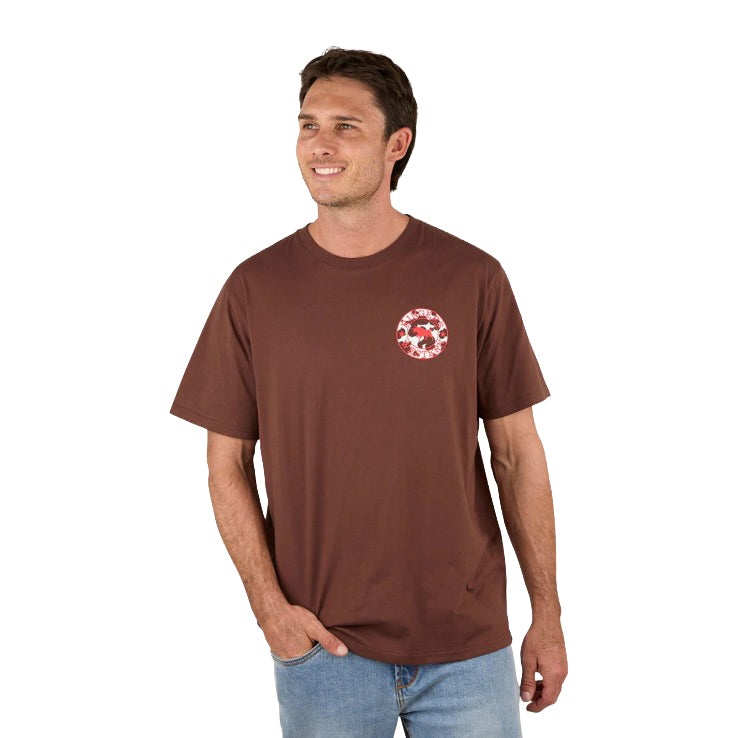 Ringers Western Mens Signature Bull Loose Fit S/S Tee (120201560) Chocolate/Red/Cow Print