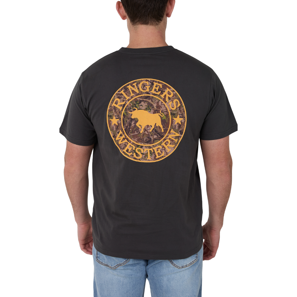 Ringers Western Mens Signature Bull Loose S/S Tee  (120201560)  Charcoal/Orange Camo