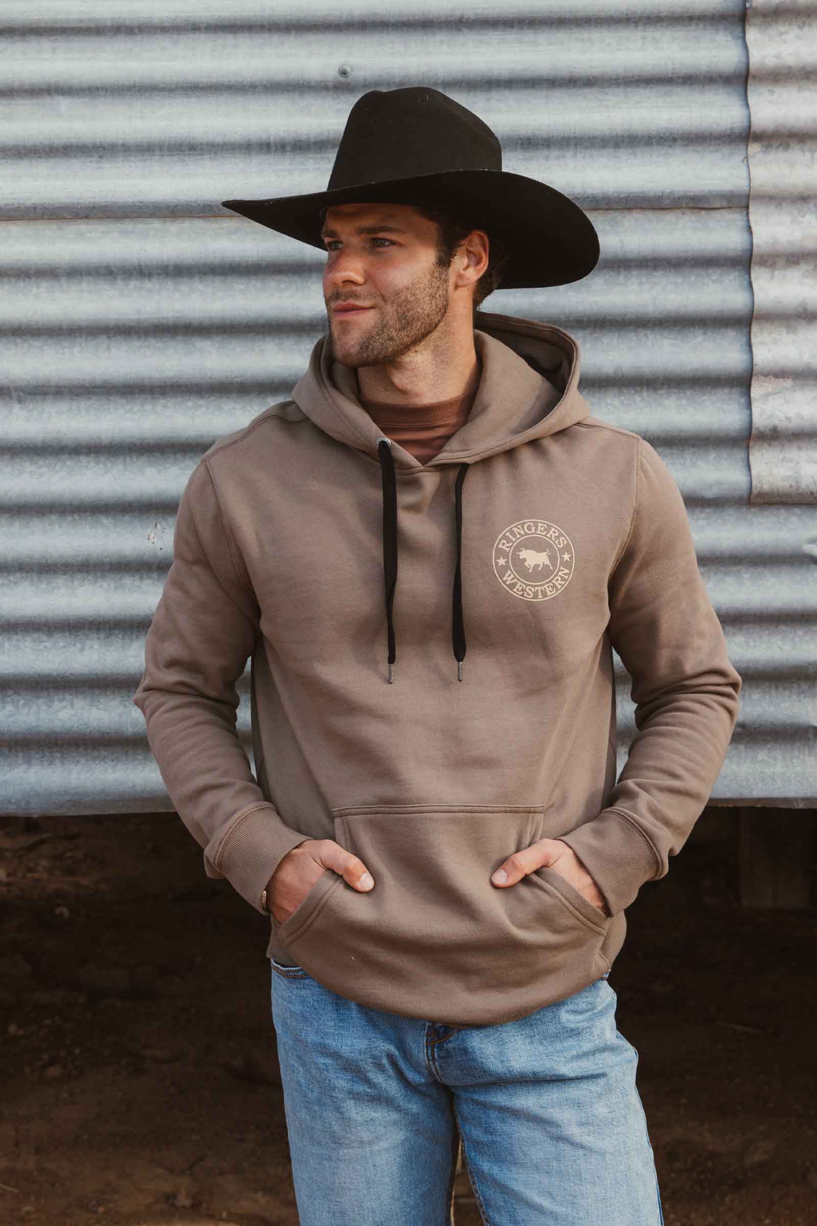 Ringers Western Mens Signature Bull Pullover Hoodie (123050RW) Mushroom