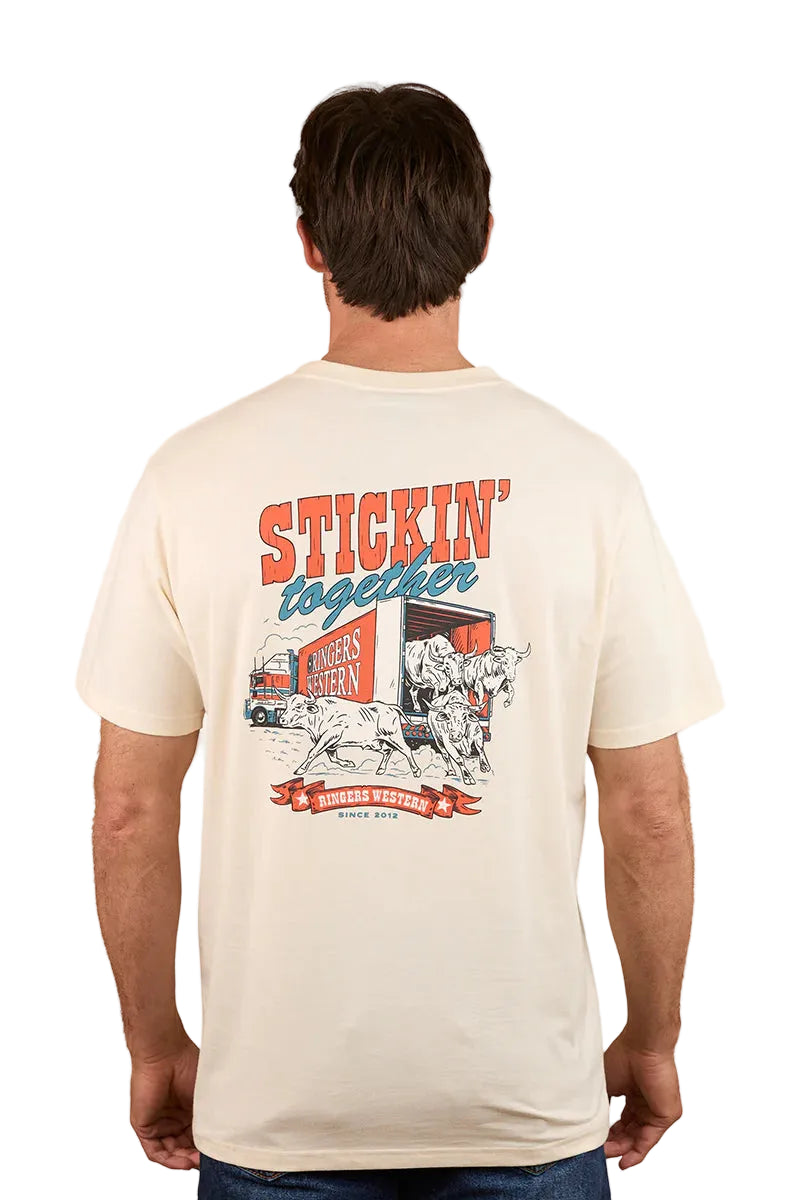 Ringers Western Mens Stickin Together Loose Fit S/S Tee (125039RW) Off White