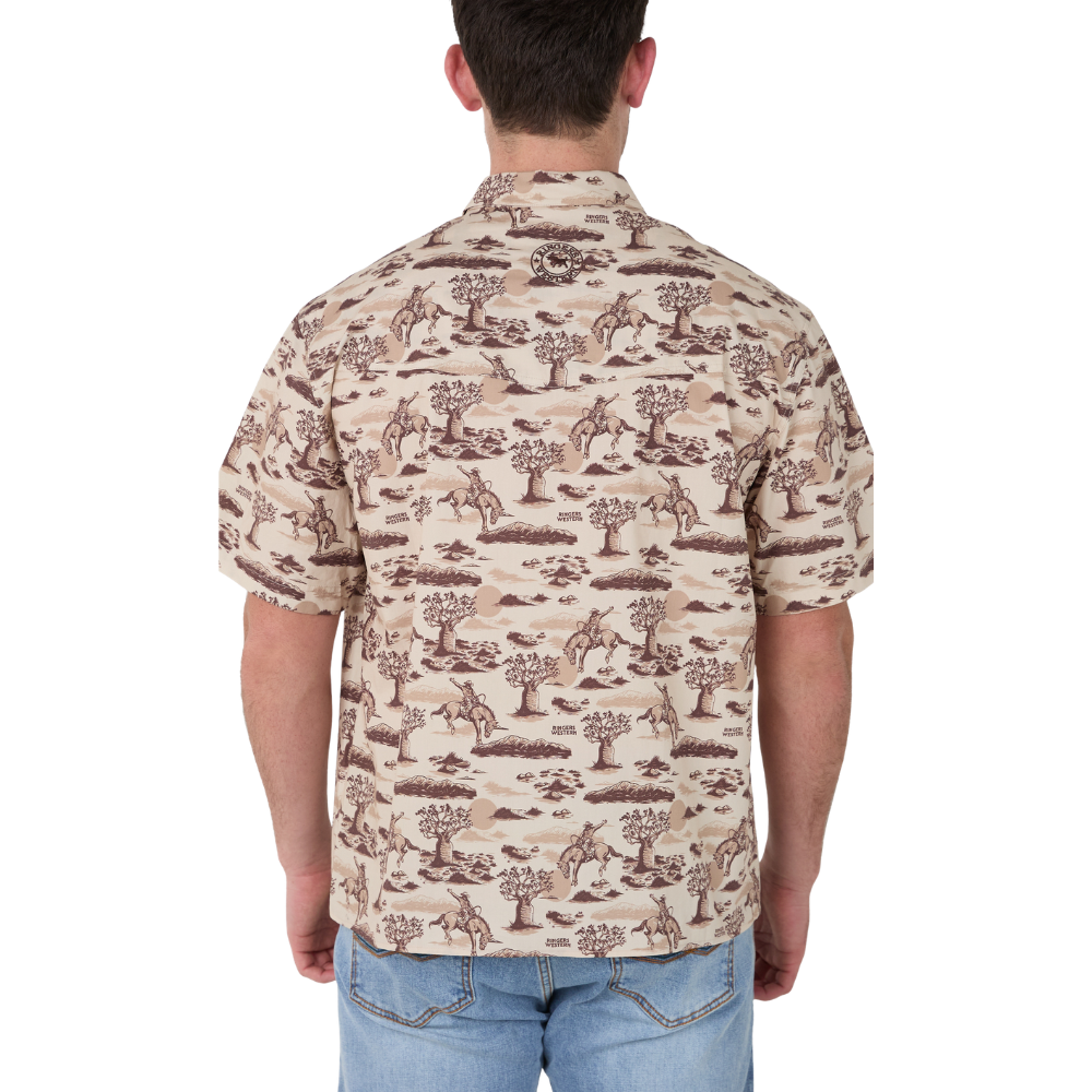 Ringers Western Mens Thirsty Days S/S Pub Shirt  (125174RW)  Chocolate