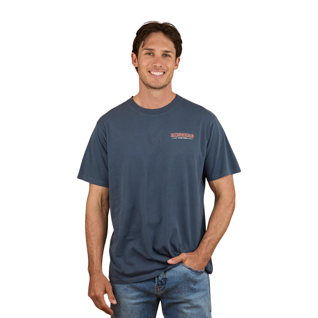 Ringers Western Mens Ute Flag Loose Fit S/S Tee (125031RW) Washed Navy
