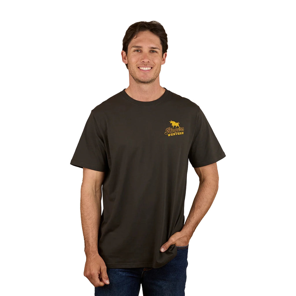 Ringers Western Mens Wedge-tail Rampage Loose Fit S/S Tee (125043RW) Charcoal