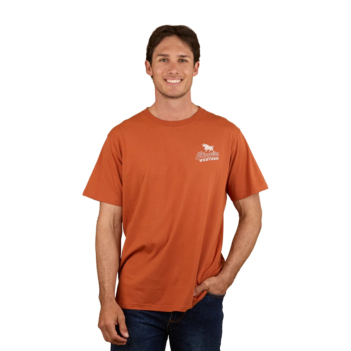 Ringers Western Mens Wedge-tail Rampage Loose Fit S/S Tee (125043RW) Rust