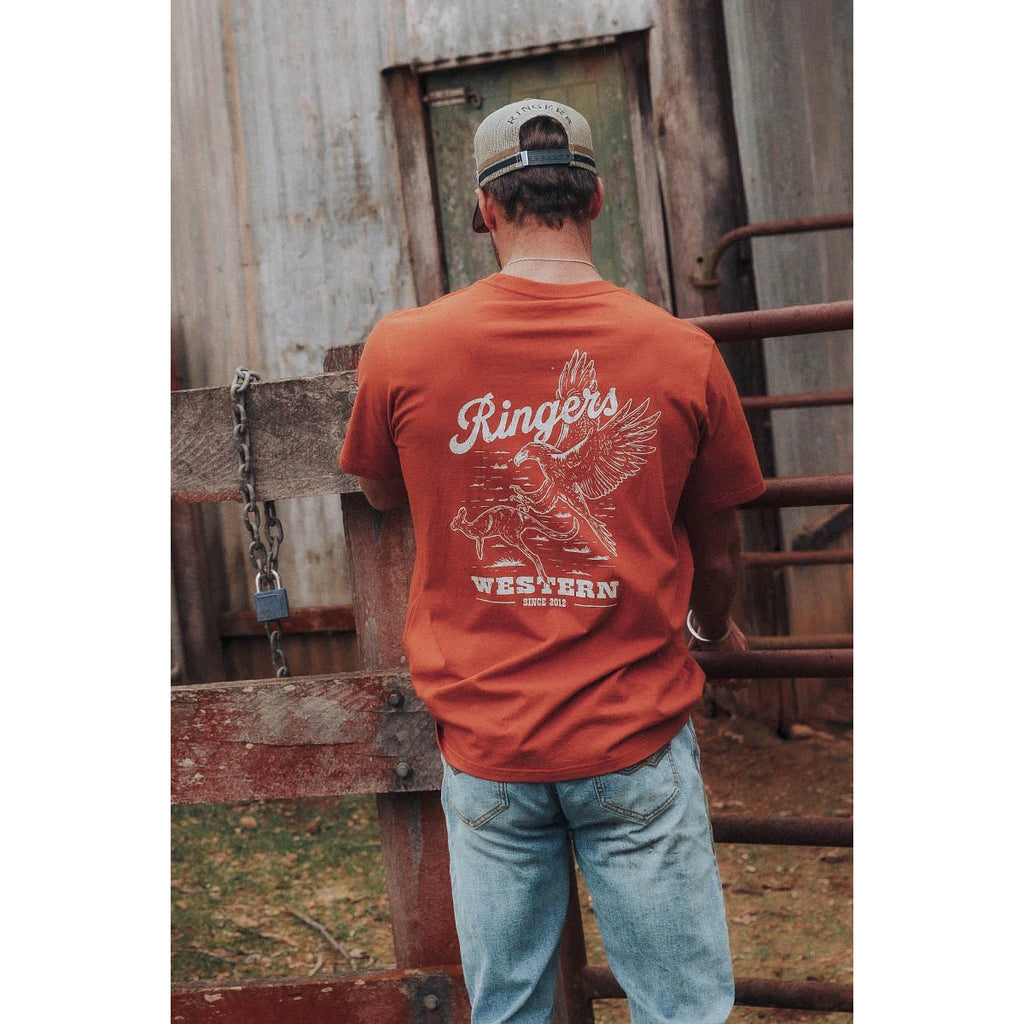 Ringers Western Mens Wedge-tail Rampage Loose Fit S/S Tee (125043RW) Rust