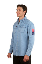 Ringers Western Mens Young and Free L/S Western Shirt (125048RW) Light Wash Blue