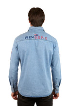 Ringers Western Mens Young and Free L/S Western Shirt (125048RW) Light Wash Blue