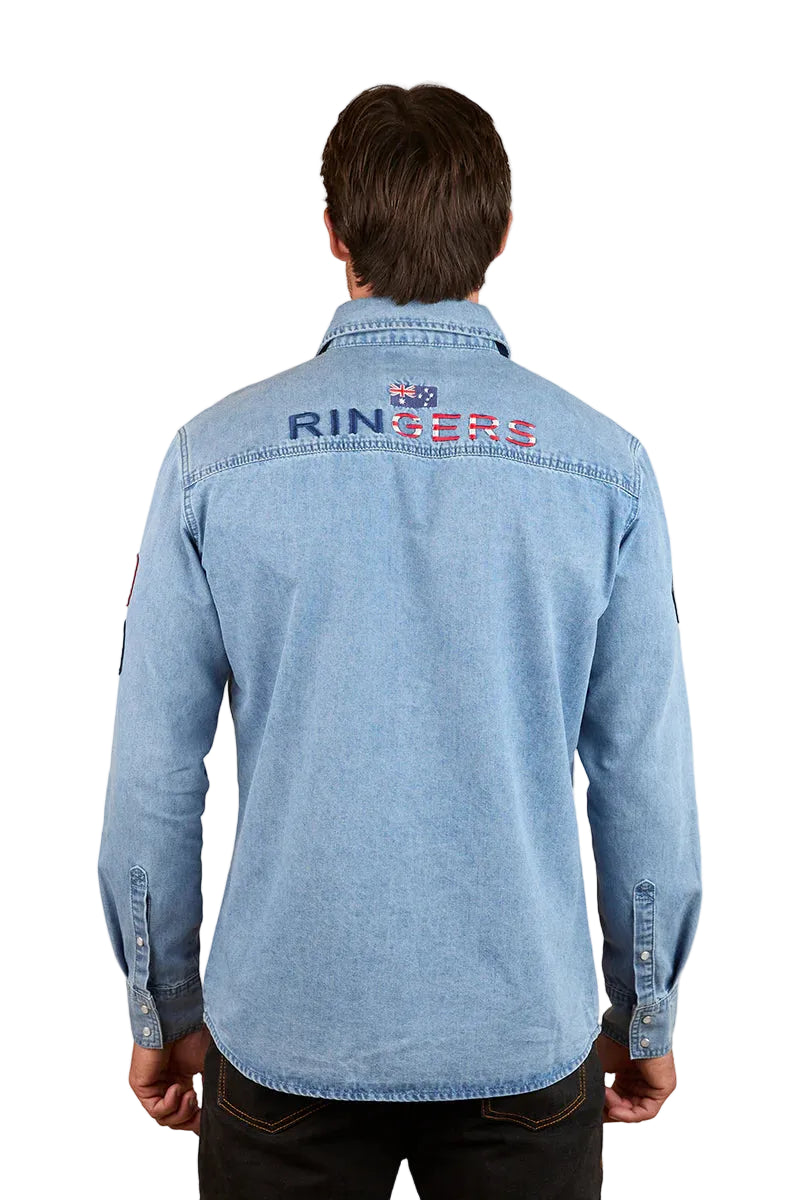 Ringers Western Mens Young and Free L/S Western Shirt (125048RW) Light Wash Blue