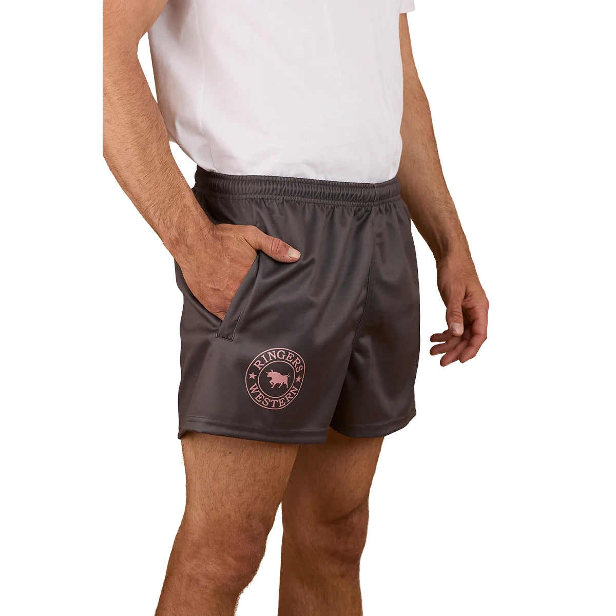 Ringers Western Unisex Big Ringers Footy Shorts (125025RW) Charcoal/Pink