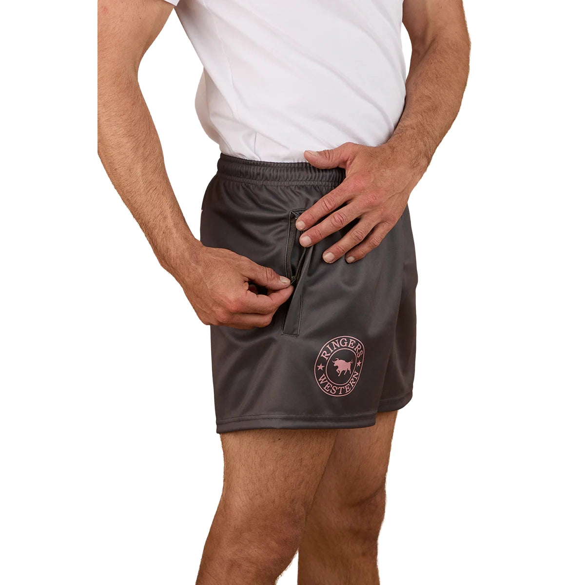 Ringers Western Unisex Big Ringers Footy Shorts (125025RW) Charcoal/Pink