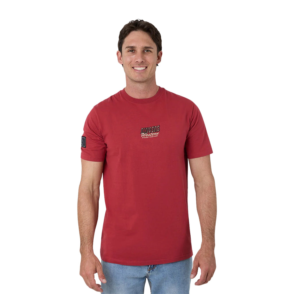 Ringers Western Unisex Garbala Classic Fit S/S Tee (425084RW) Brick Red Male Model Front