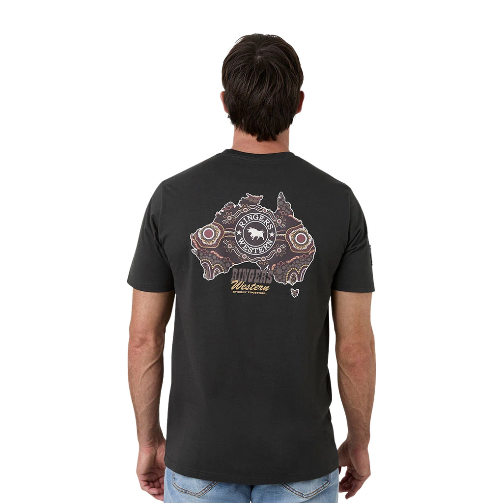 Ringers Western Unisex Garbala Classic Fit S/S Tee (425084RW) Washed Black Male Model Back
