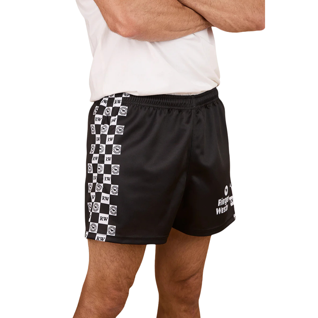 Ringers Western Unisex RW Check Footy Shorts (125023RW) Black [SD]