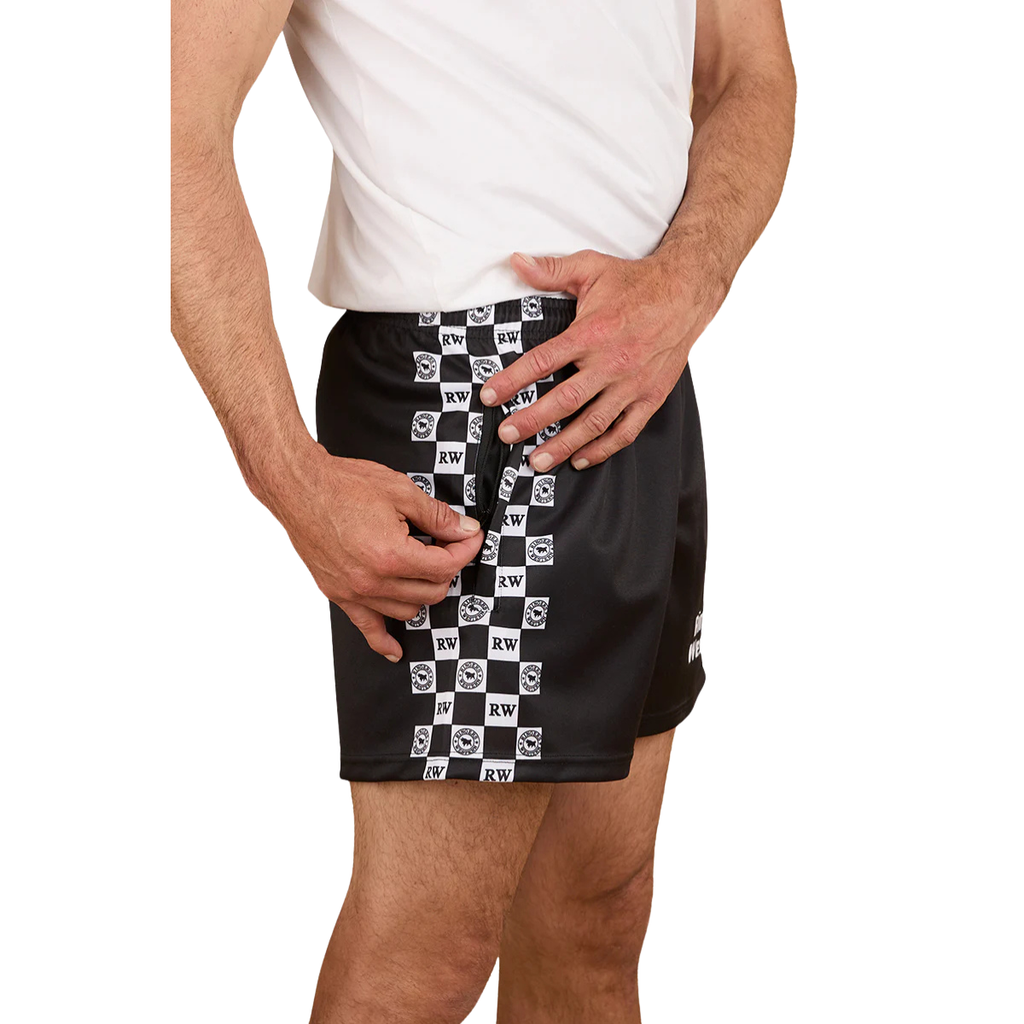 Ringers Western Unisex RW Check Footy Shorts (125023RW) Black [SD]