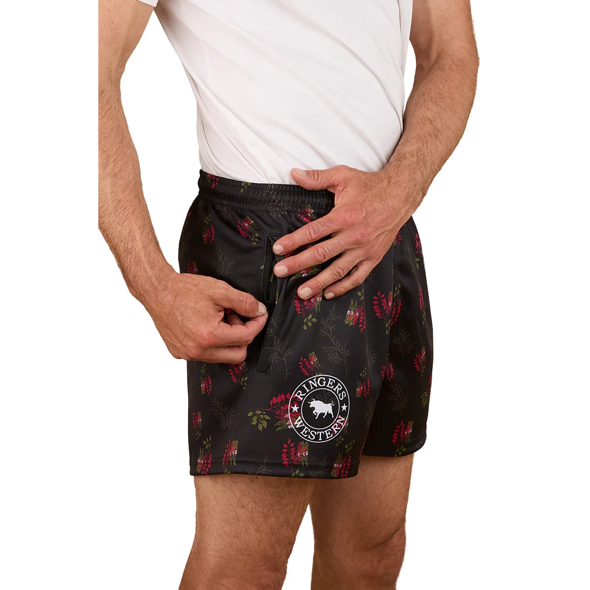 Ringers Western Unisex Rose Of The Desert Footy Shorts (125026RW) Black