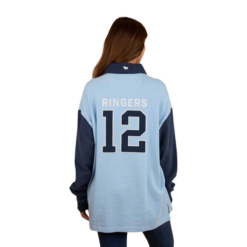 Ringers Western Unisex Stadium Oversized Rugby (425082RW) Blue Back Female Model