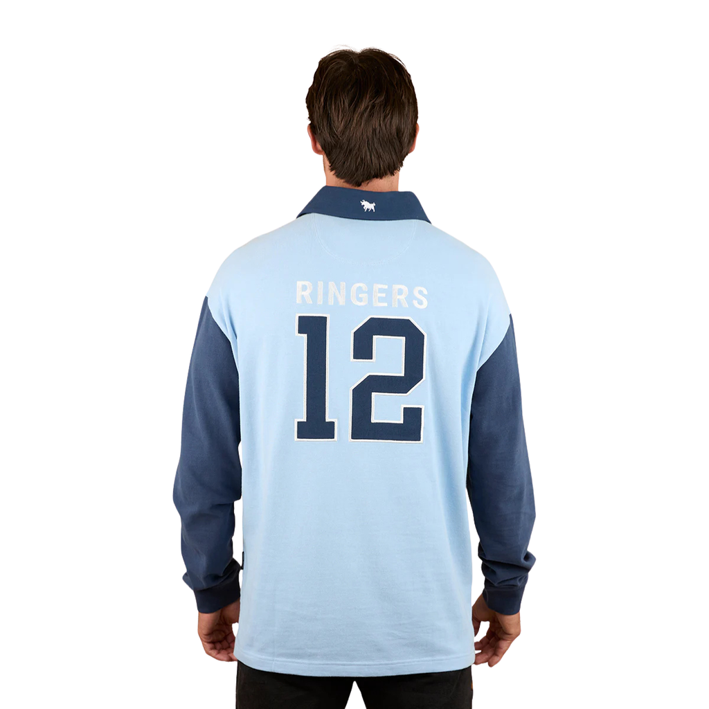 Ringers Western Unisex Stadium Oversized Rugby (425082RW) Blue Back Male Model