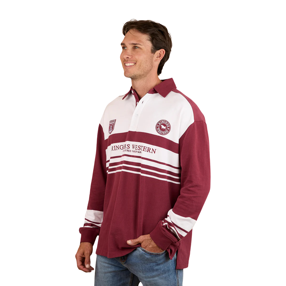 Ringers Western Unisex Stadium Oversized Rugby (425082RW) Burgundy