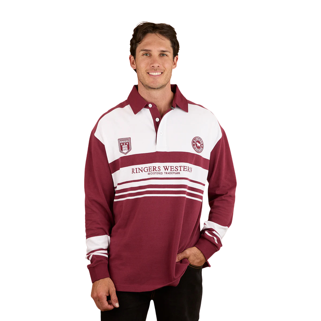 Ringers Western Unisex Stadium Oversized Rugby (425082RW) Burgundy