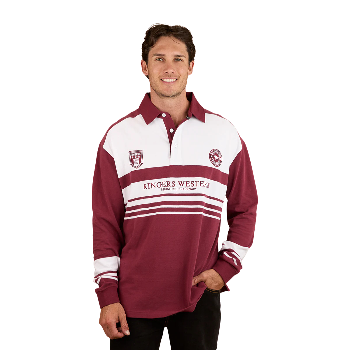 Ringers Western Unisex Stadium Oversized Rugby (425082RW) Burgundy