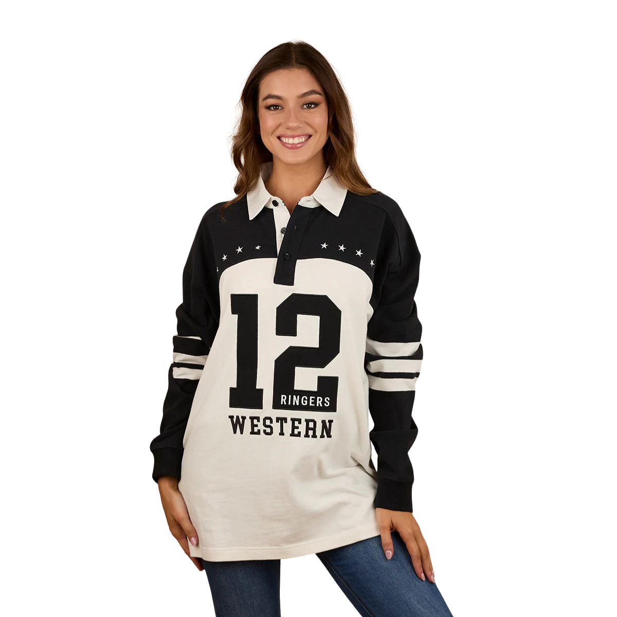 Ringers Western Unisex Williams Oversized Rugby (425083RW) Black/Off White