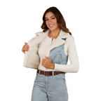 Ringers Western Womens Amaya Denim Sherpa Vest (225054RW) Vintage Light Blue/Dark Mid Blue