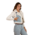 Ringers Western Womens Amaya Denim Sherpa Vest (225054RW) Vintage Light Blue/Dark Mid Blue
