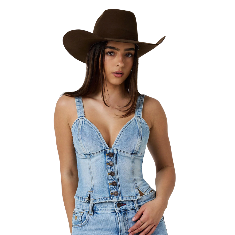 Ringers Western Womens Asher Bustier Top (225151RW)  Vintage Light Blue