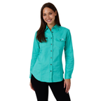Ringers Western Womens Burdekin River Semi Fitted Full Button L/S Work Shirt (225139RW) Mint