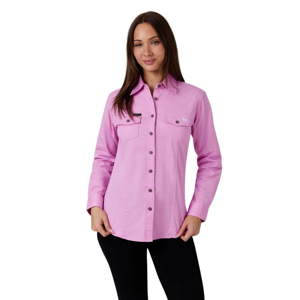 Ringers Western Womens Burdekin River Semi Fitted Full Button L/S Work Shirt (225139RW) Pastel Pink