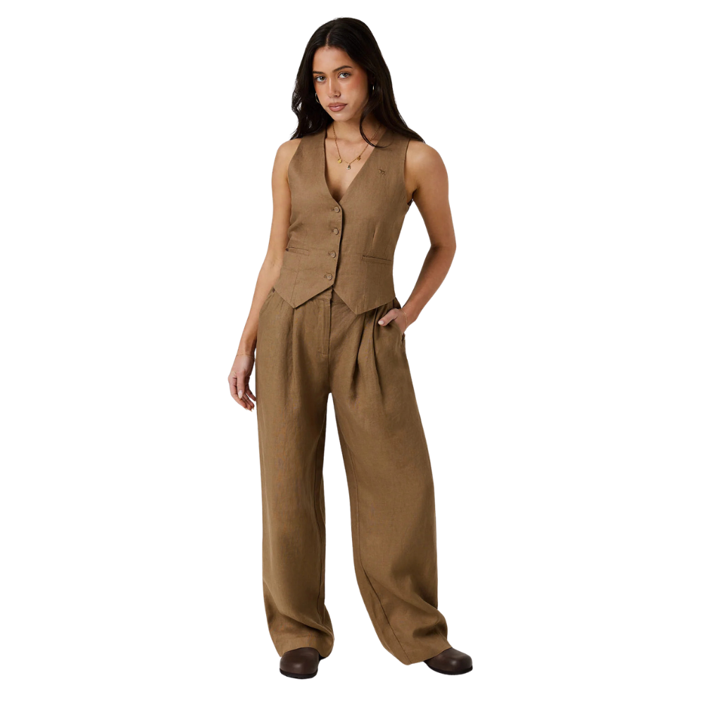 Ringers Western Womens Carly Linen Tailored Pants (225184RW)  Caramel