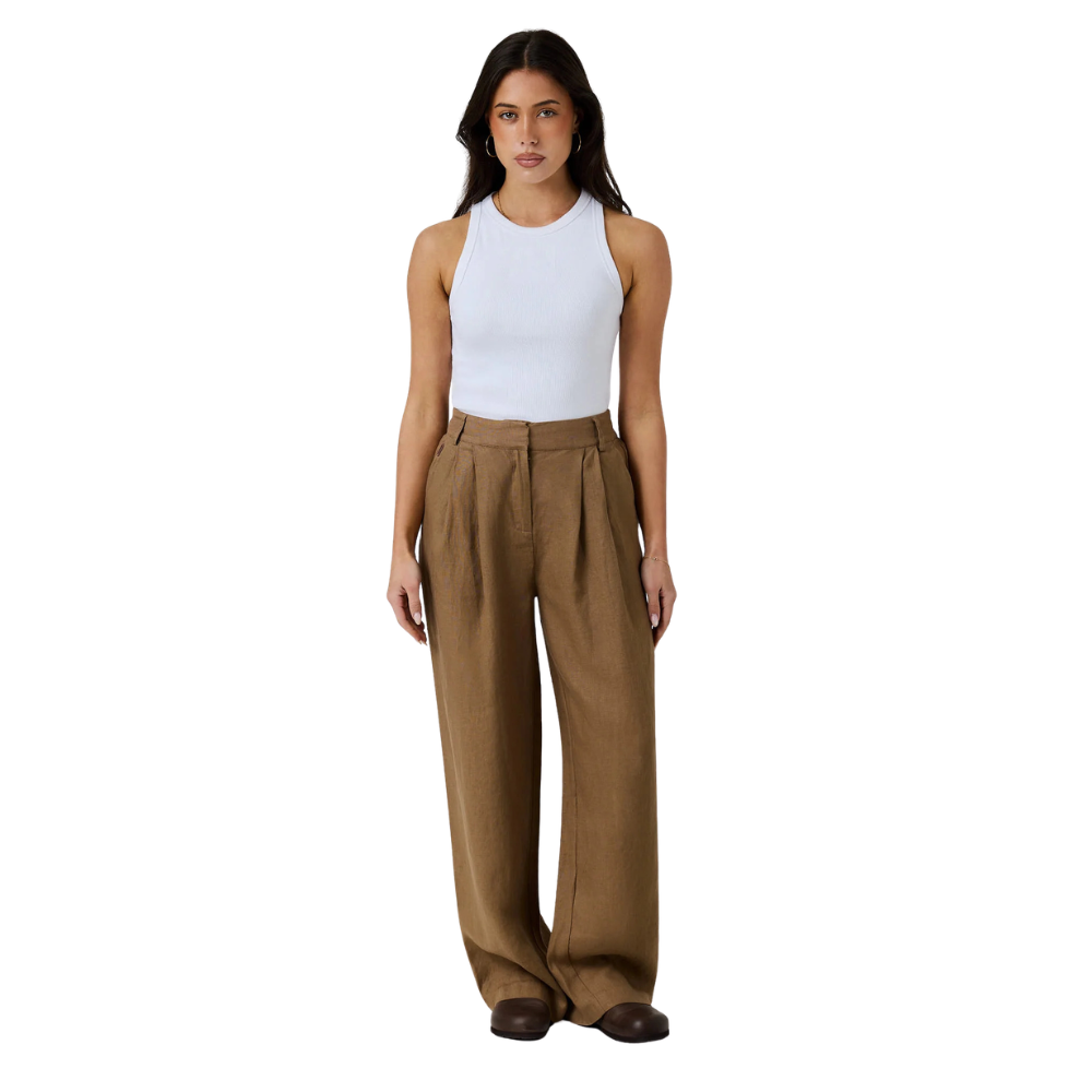 Ringers Western Womens Carly Linen Tailored Pants (225184RW)  Caramel