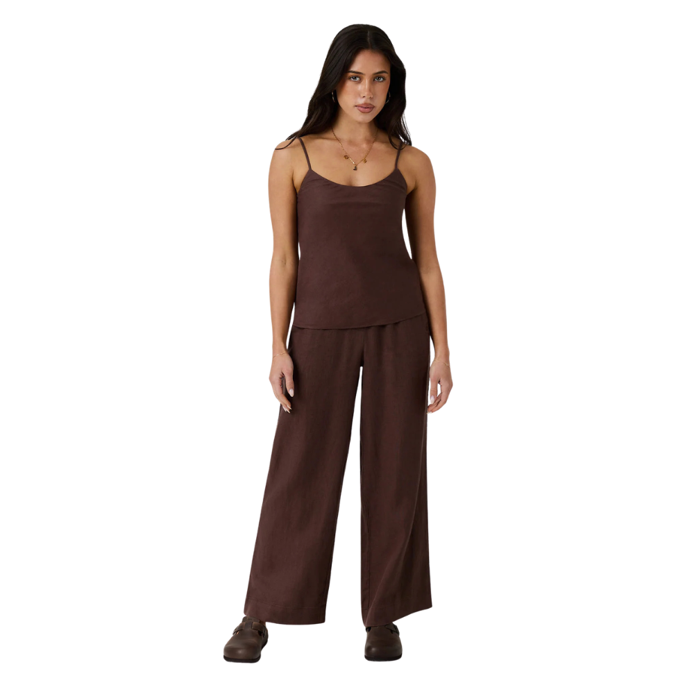 Ringers Western Womens Carmen Bias Cut Linen Cami Top (225177RW)  Chocolate