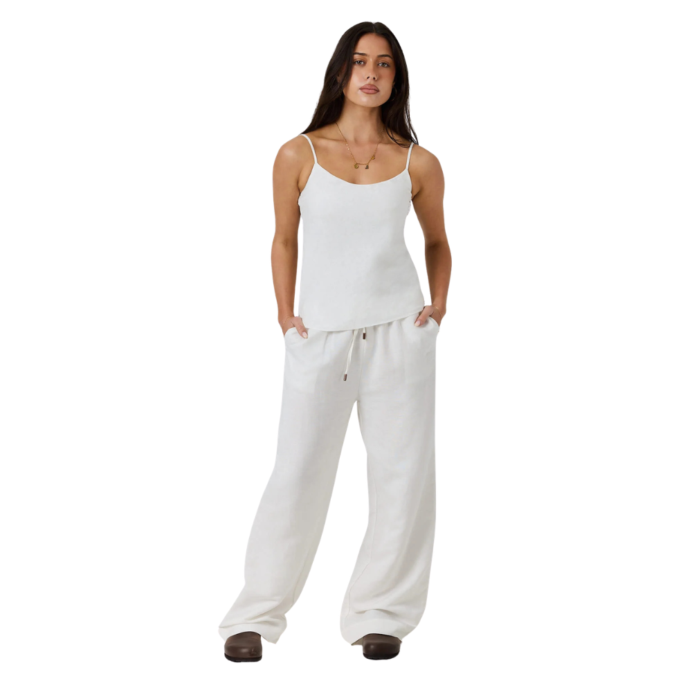 Ringers Western Womens Carmen Bias Cut Linen Cami Top (225177RW)  White