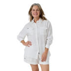 Ringers Western Womens Celine Oversized L/S Linen Shirt (225185RW)  White