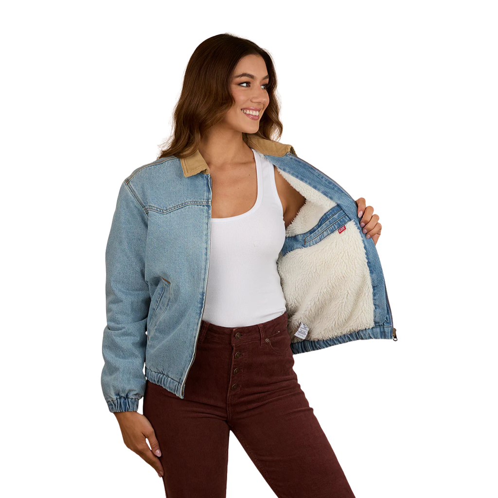 Ringers Western Womens Charley Western Bomber Jacket (225049RW) Light Wash Blue