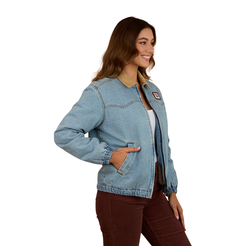 Ringers Western Womens Charley Western Bomber Jacket (225049RW) Light Wash Blue